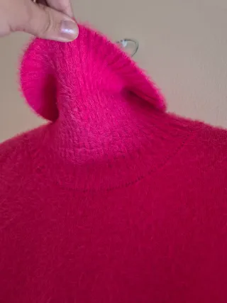 Jersey pelo rosa cuello alto talla S