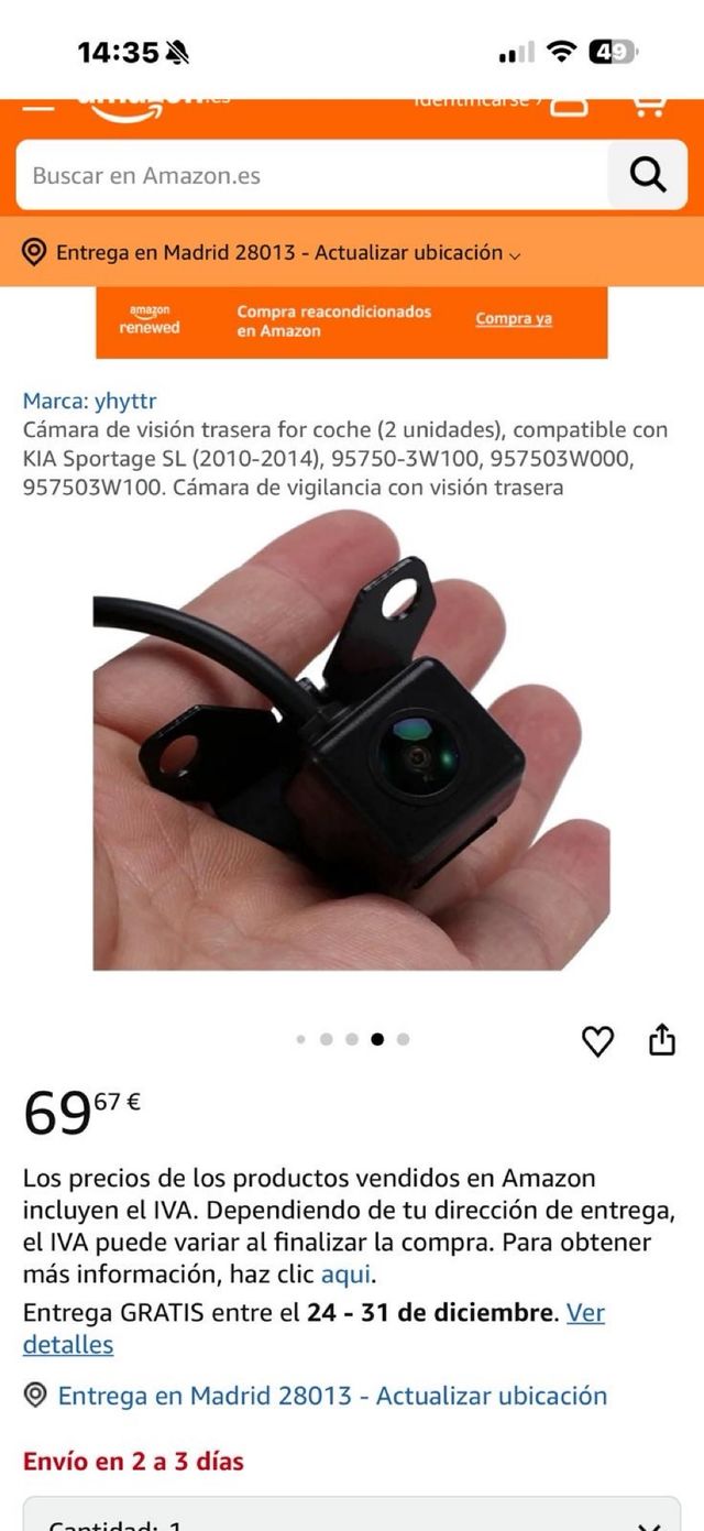 Câmera de Visão Traseira para Carro Kia Sportage