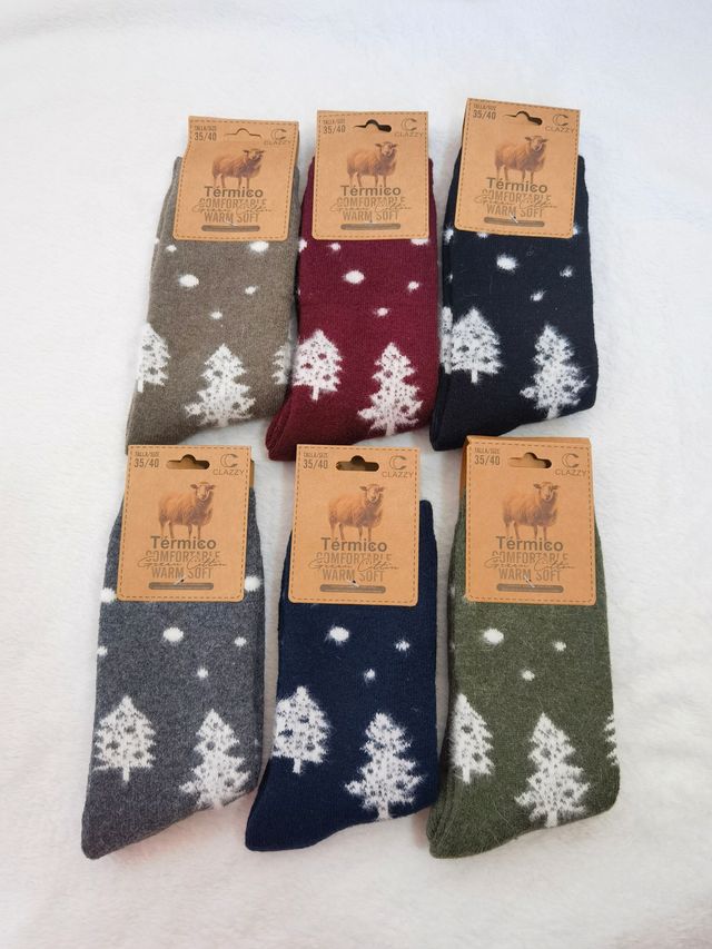 6 Pares Calcetines Térmicos Lana Mujer Talla 35-40