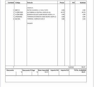 Vespa Piaggio 125 FL Naranja