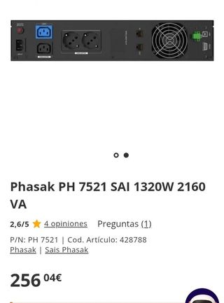 Phasak PH 7521 UPS 2160VA 1320W Onda Sinusoida
