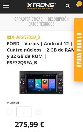 Radio Coche X-Trons Reproductor Android 7" Ford