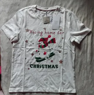 Camiseta Navidad Muñeco Nieve Mujer Talla M