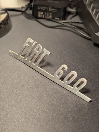 Stemma Logo Scritta FIAT 600 Cromato Vintage