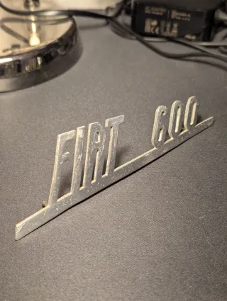 Stemma Logo Scritta FIAT 600 Cromato Vintage