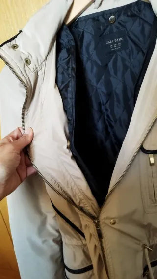 Parka Zara Beige Mujer