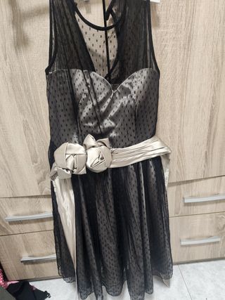 Vestido fiesta negro y dorado
