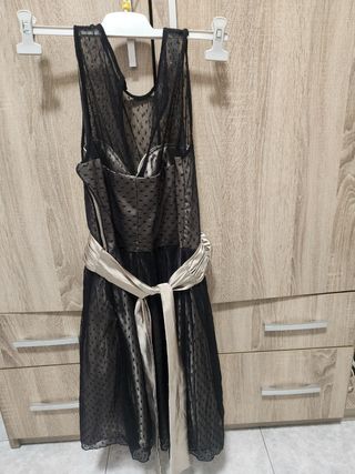 Vestido fiesta negro y dorado