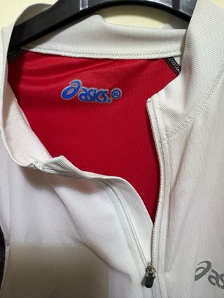 Maglia Asics Mezza Zip Rossa e Bianca