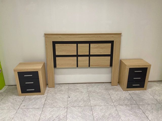Cabecero y 2 Mesitas de Noche Madera