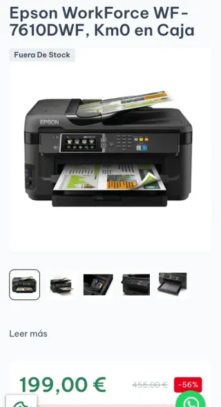 Impresora Epson WorkForce WF-7610DWF A3+ WiFi