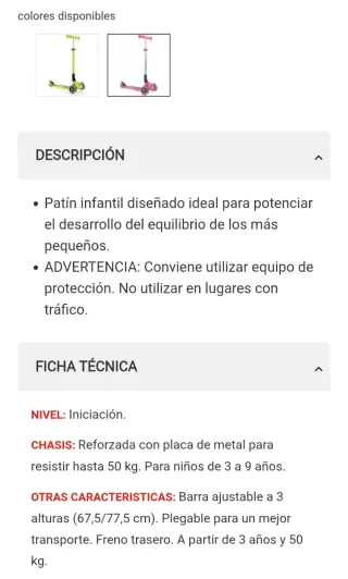 Patinete Globber Plegable Rosa