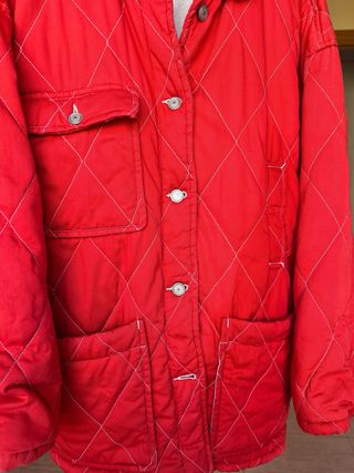 Chaqueta acolchada vintage roja (M cuello de pana