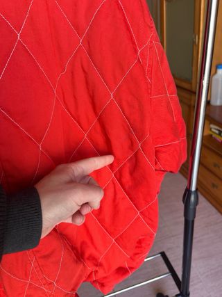 Chaqueta acolchada vintage roja (M cuello de pana