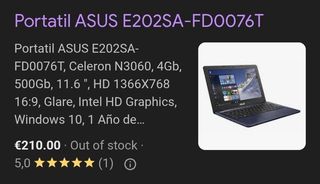 Portátil Asus E202SA-FD0076T 11.6" N3050 2/32GB