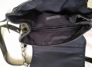 Bolso Cartera Fiesta Negro con Cadena Plata