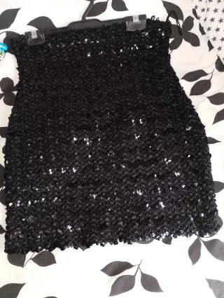 Falda fiesta lentejuelas negra