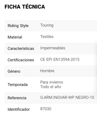 Guantes Invierno ARMURE Talla XL Negros