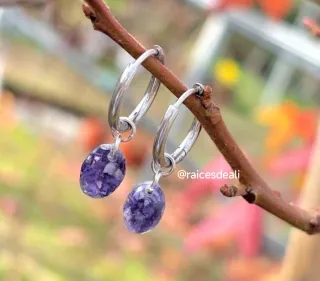 Pendientes Sky Drops, aro acero inoxidable.