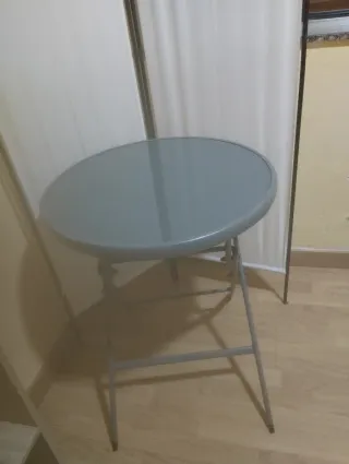 TAVOLO ACCIAIO LACATO CON VETRO TEMPERATO PIEGHEVOLE LEROY