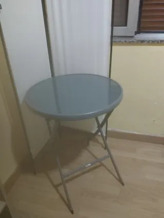 TAVOLO ACCIAIO LACATO CON VETRO TEMPERATO PIEGHEVOLE LEROY