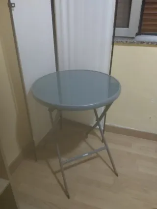 TAVOLO ACCIAIO LACATO CON VETRO TEMPERATO PIEGHEVOLE LEROY