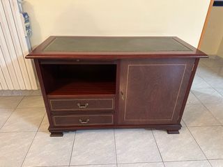 Mobile in piuma di mogano con piano in pelle