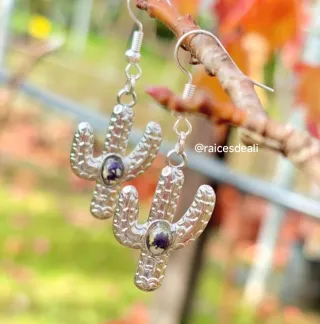 Pendientes Violet Cactus,  acero inoxidable