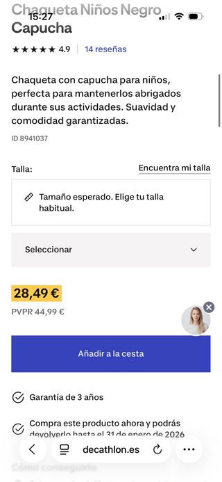 Chaqueta Adidas Aeroready Negra