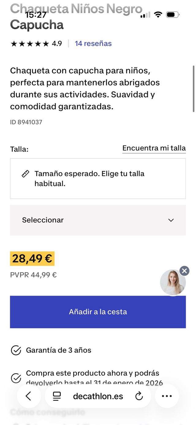 Chaqueta Adidas Aeroready Negra