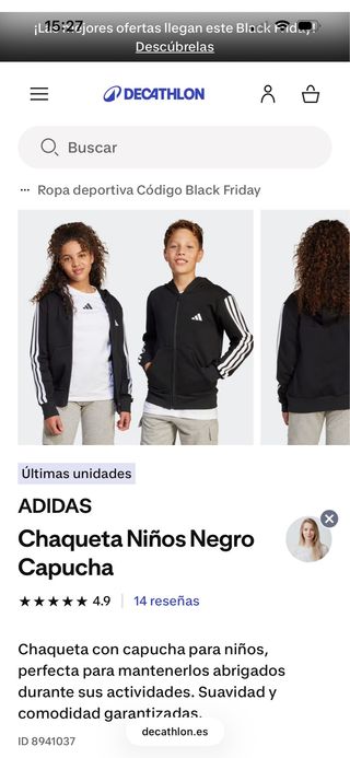 Chaqueta Adidas Aeroready Negra