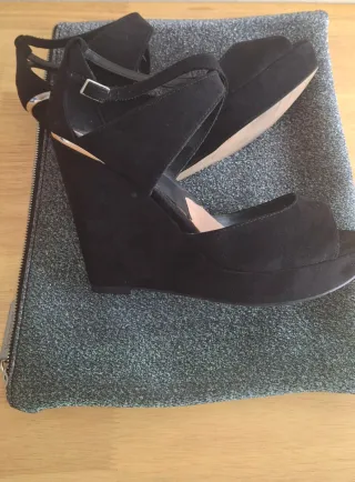 Sandali camoscio neri tacco 38