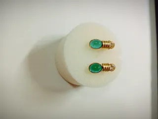 Pendientes oro piedra verde y circonita
