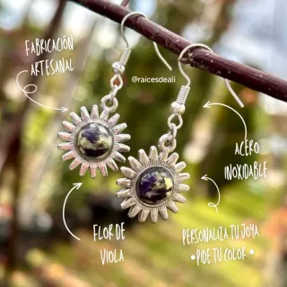 Pendientes Purple Dawn, acero inoxidable.