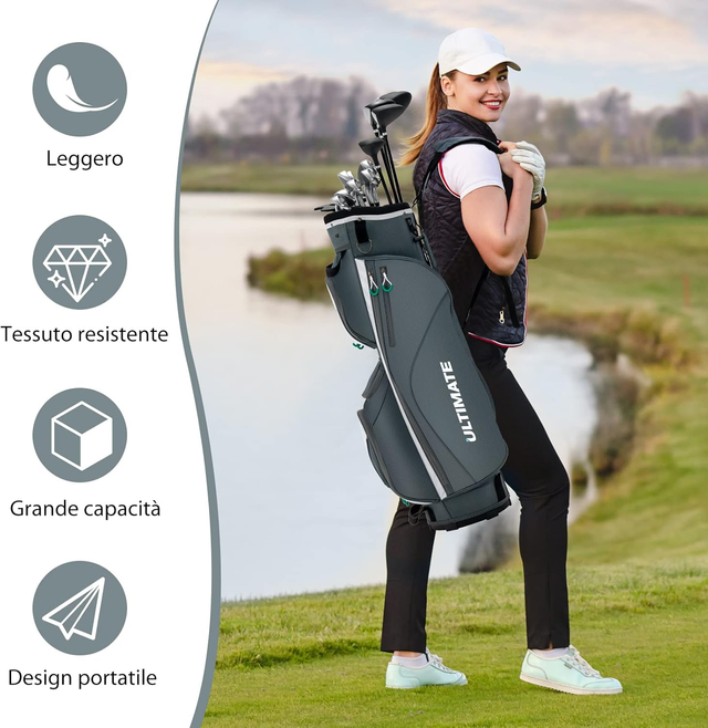 Borsa da Golf con 14 Divisori, Sacca da Golf per C