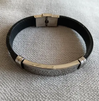 Pulsera Negra y Plateada Nueva