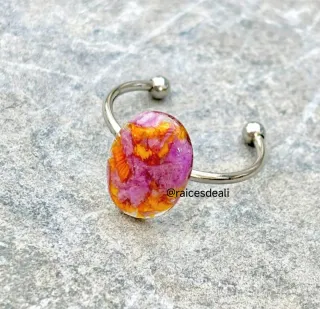 Anillo ajustable flores naturales encapsuladas