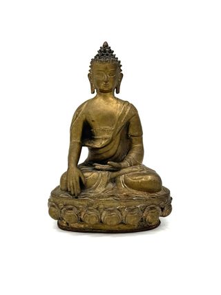 Statua Buddha Shakyamuni vintage 27 cm in ottone/bronzo