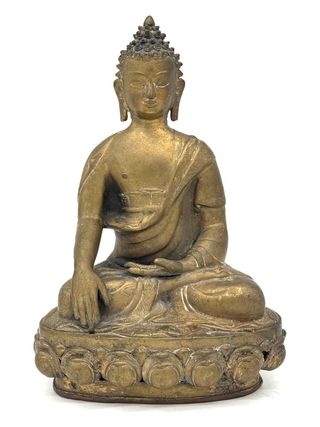 Statua Buddha Shakyamuni vintage 27 cm in ottone/bronzo