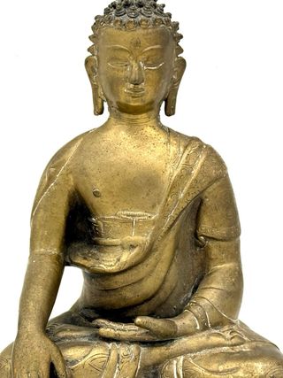 Statua Buddha Shakyamuni vintage 27 cm in ottone/bronzo