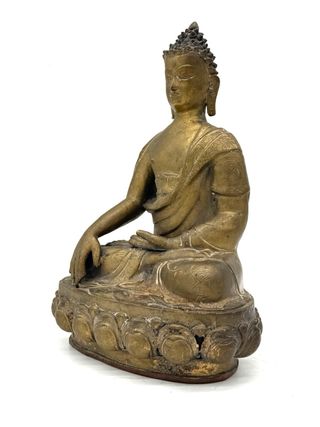 Statua Buddha Shakyamuni vintage 27 cm in ottone/bronzo