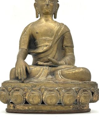 Statua Buddha Shakyamuni vintage 27 cm in ottone/bronzo