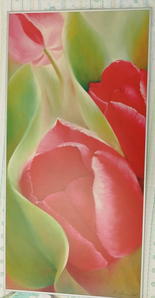 Cuadro de tulipanes rosas y rojos