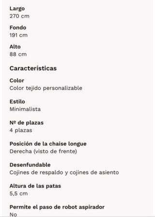 Sofá chaise longue gris