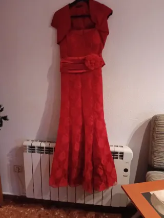 Vestido fiesta largo encaje talla 38