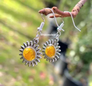Pendientes encapsulado con flores naturales