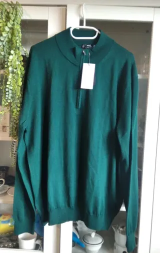 Jersey lana hombre cuello alto cremallera