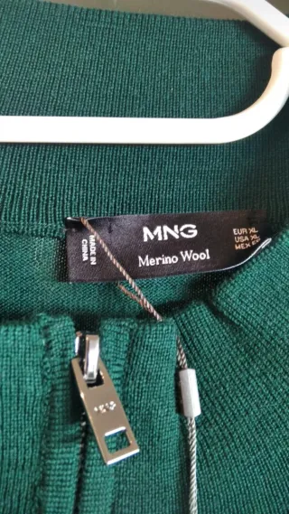 Jersey lana hombre cuello alto cremallera