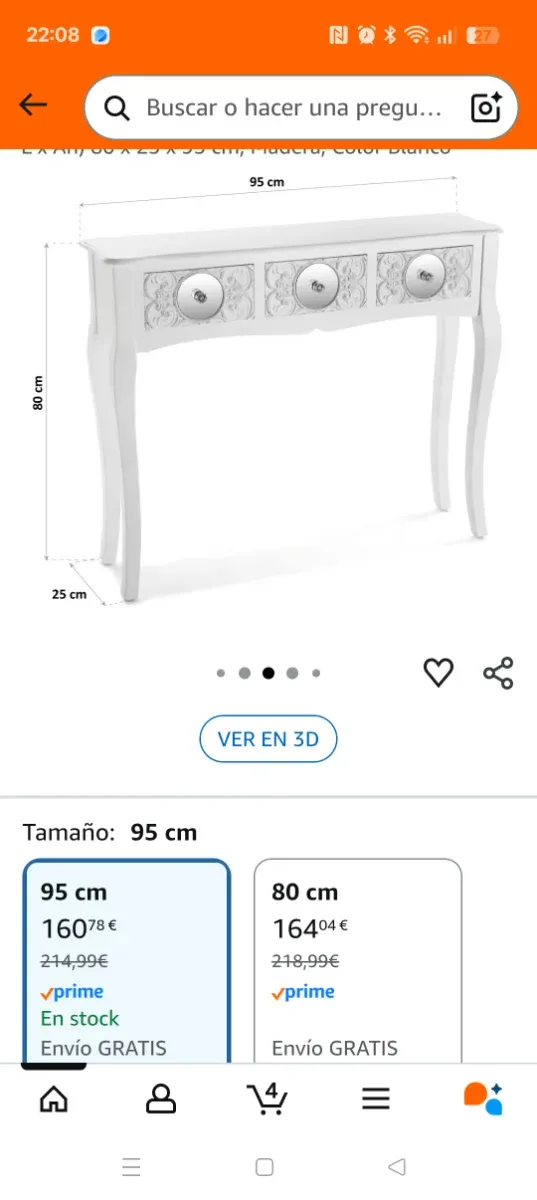 Consola bianca e argento per ingresso