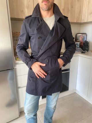 Gabardina Burberry Brit Azul Marino Talla M